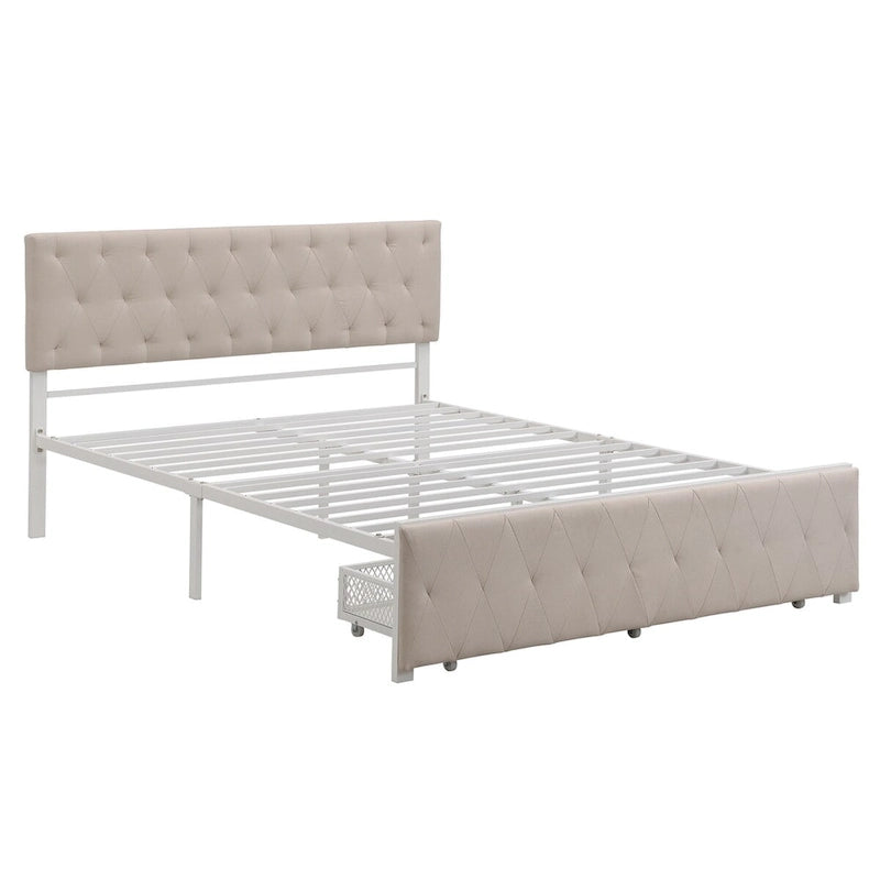 Storage Bed Metal Platform Bed with a Big Drawer
