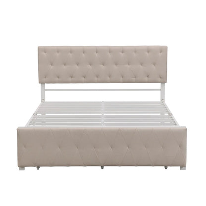 Storage Bed Metal Platform Bed with a Big Drawer