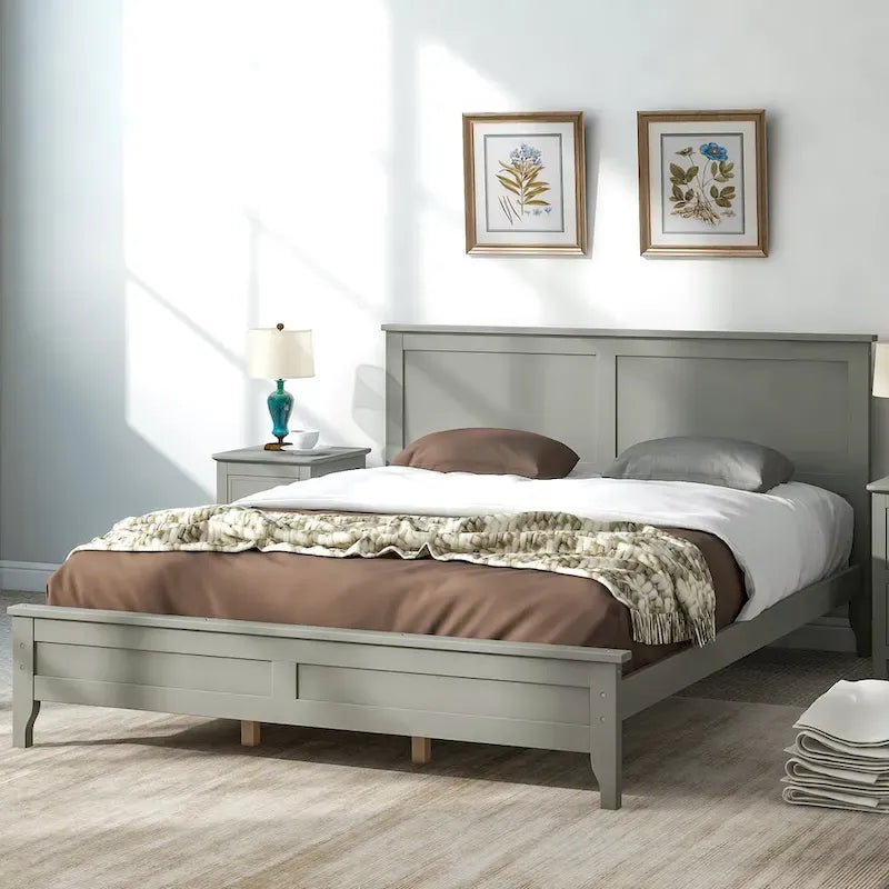Modern Solid Wood Queen Platform Bed