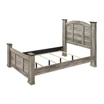 Aimon 4 Piece Gray Rustic Panel Bedroom Set