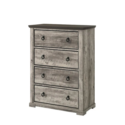 Aimon 4 Piece Gray Rustic Panel Bedroom Set
