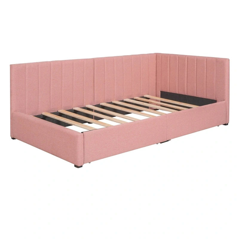 Upholstered Daybed with 2 Drawers and Twin Size Sofa Bed Frame