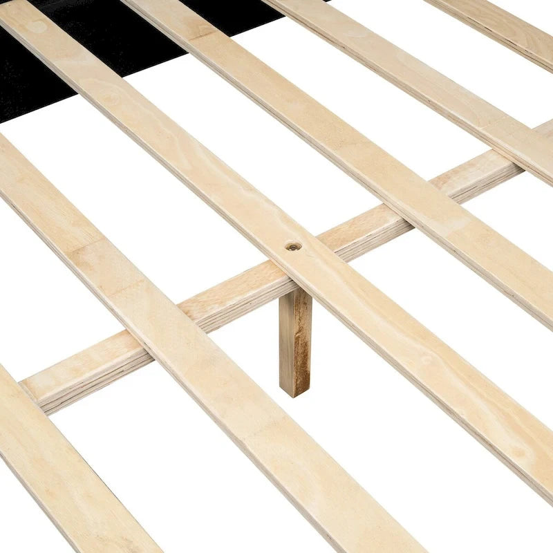 Full Size PU Upholstered Platform Bed with Metal Strips