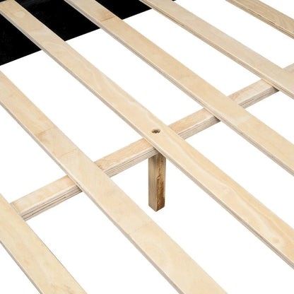 Full Size PU Upholstered Platform Bed with Metal Strips