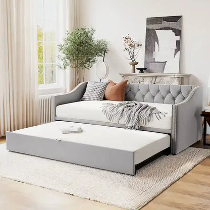 Twin Size Upholstered daybed with Pop Up Trundle