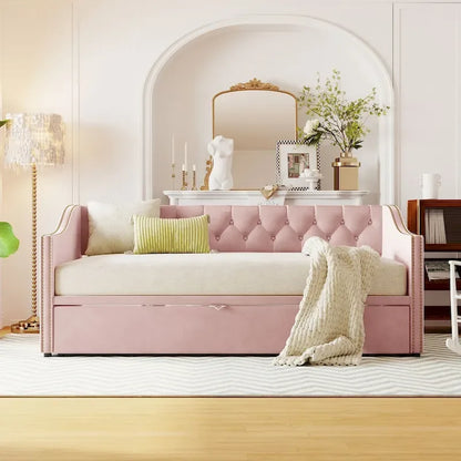Twin Size Upholstered daybed with Pop Up Trundle