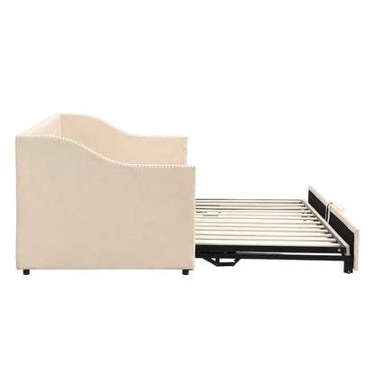 Twin Size Upholstered daybed with Pop Up Trundle