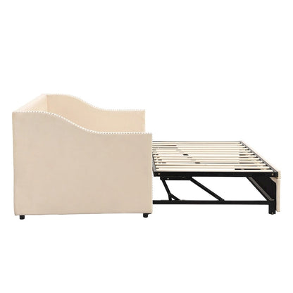 Twin Size Upholstered daybed with Pop Up Trundle