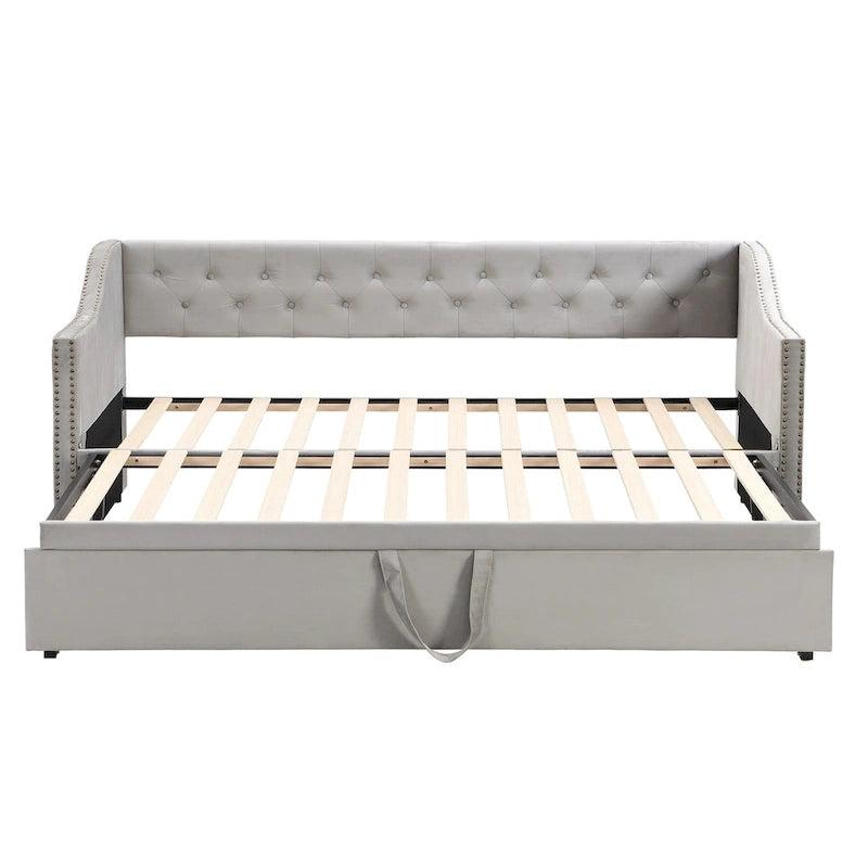 Twin Size Upholstered daybed with Pop Up Trundle