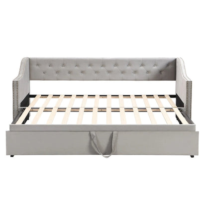 Twin Size Upholstered daybed with Pop Up Trundle