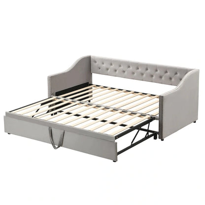 Twin Size Upholstered daybed with Pop Up Trundle