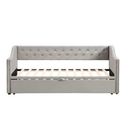 Twin Size Upholstered daybed with Pop Up Trundle