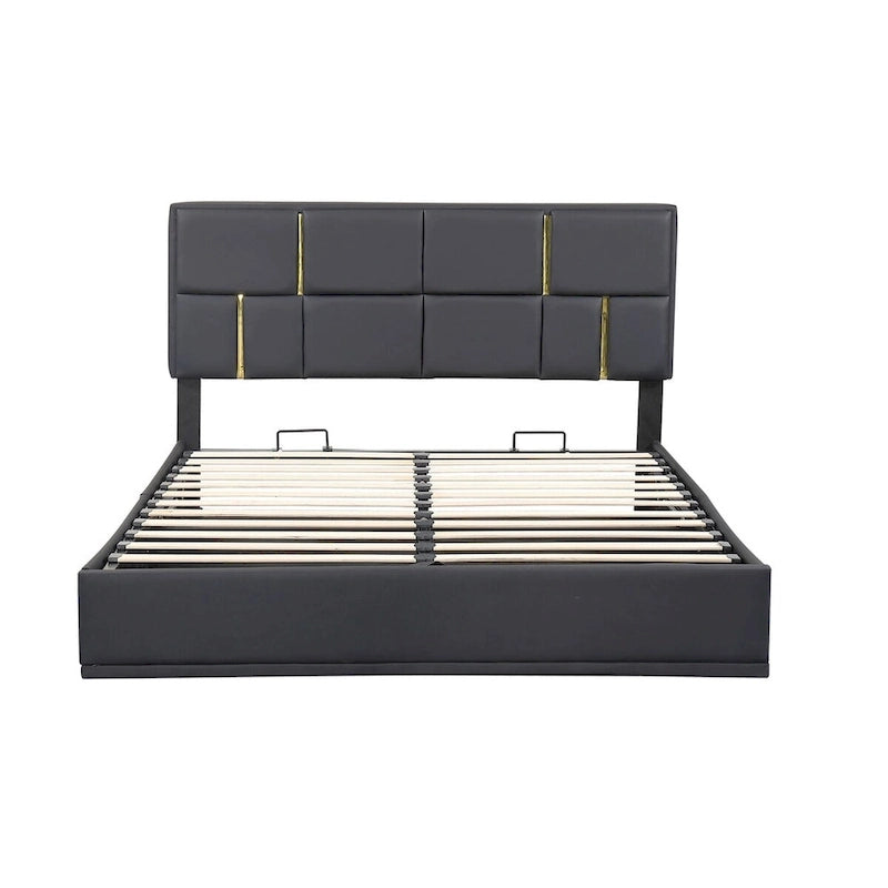 Queen Size Upholstered Platform Bed with Storage Ottoman 2-Pieces Bedroom Sets