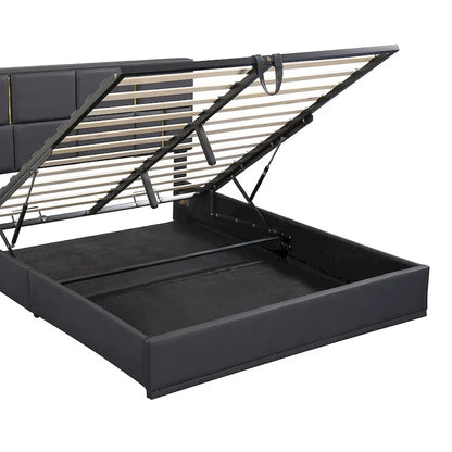 Queen Size Upholstered Platform Bed with Storage Ottoman 2-Pieces Bedroom Sets