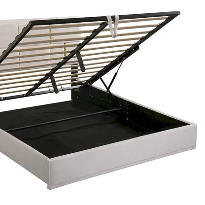 Queen Size Upholstered Platform Bed with Storage Ottoman 2-Pieces Bedroom Sets