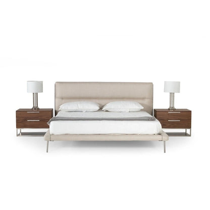 Modrest Bergeron Contemporary Cream Woven Fabric Bed