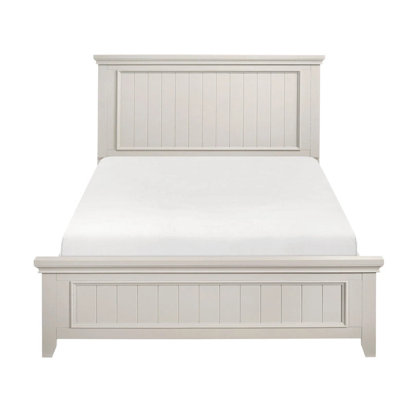Off White Finish Wooden Panel Bed 1pc