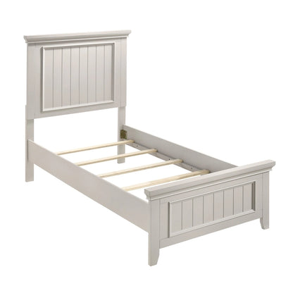 Off White Finish Wooden Panel Bed 1pc