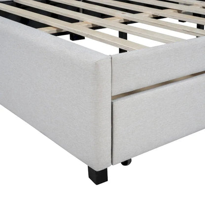 Full Size Upholstered Daybed with 2 Storage Drawers Sofa Bed Frame
