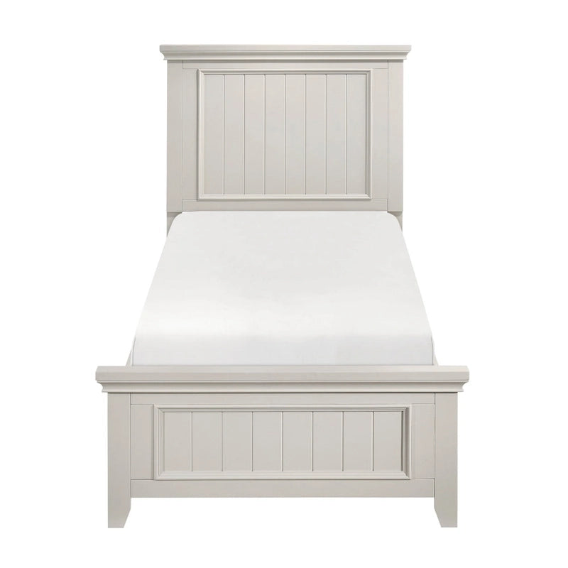 White Finish 4pc Bedroom Set Bed Nightstand Dresser Mirror