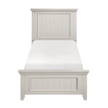 White Finish 4pc Bedroom Set Bed Nightstand Dresser Mirror