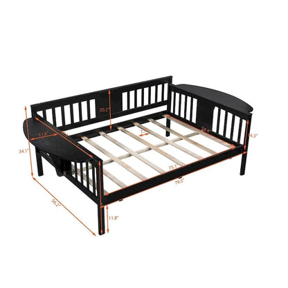 Full Wood Daybed with Small Table & Wood Slat Support, No Box Spring Needed