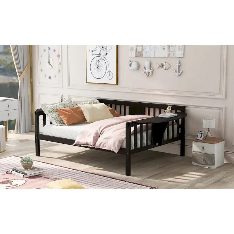 Full Wood Daybed with Small Table & Wood Slat Support, No Box Spring Needed