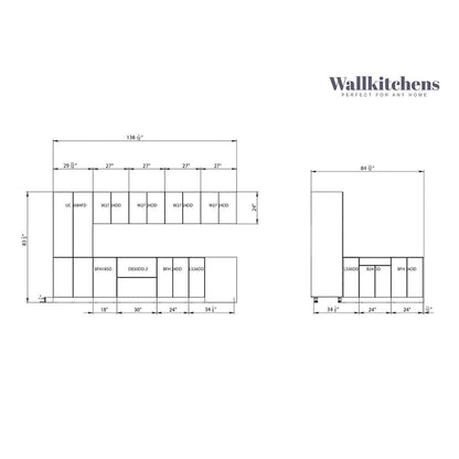 Kitchen Prestige Collection White Matte Color Base Size 11Ft Wide - 138x85