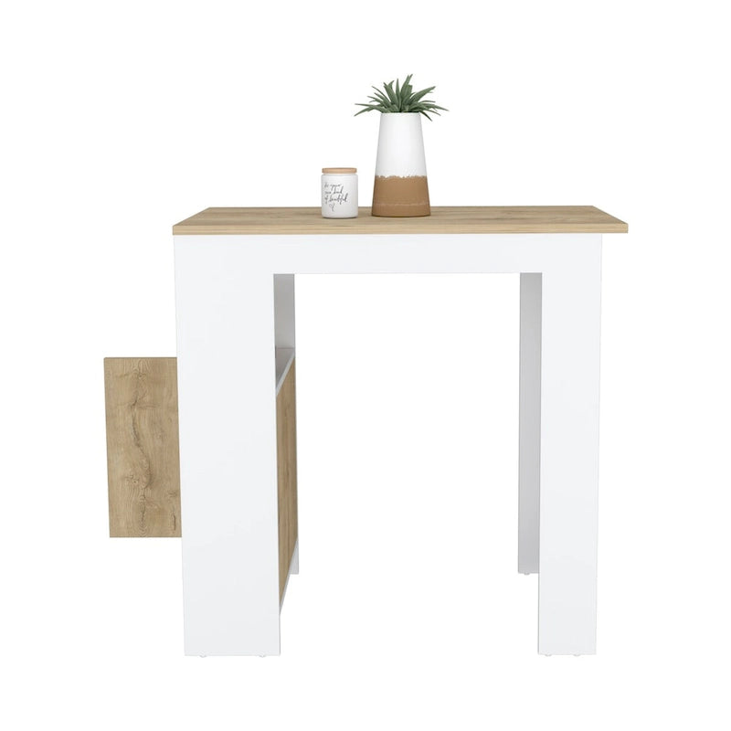 Kitchen Island with 1-Door Cabinet Push to open System and Side Shelves