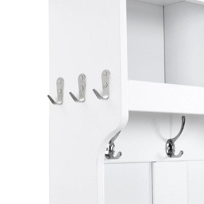 4-IN-1 Multi-functional Hall Tree Entryway Bench with Coat Rack and Shoe Cubbies