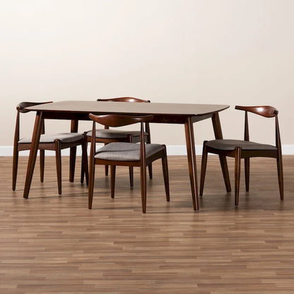 Aeron Mid-Century Modern Upholstered 5-Piece Dining Set