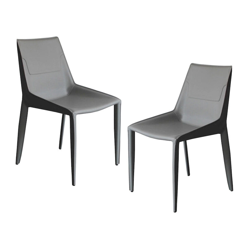 Modrest Halo Modern Light Grey Saddle Leather Dining Chair (Set of 2)