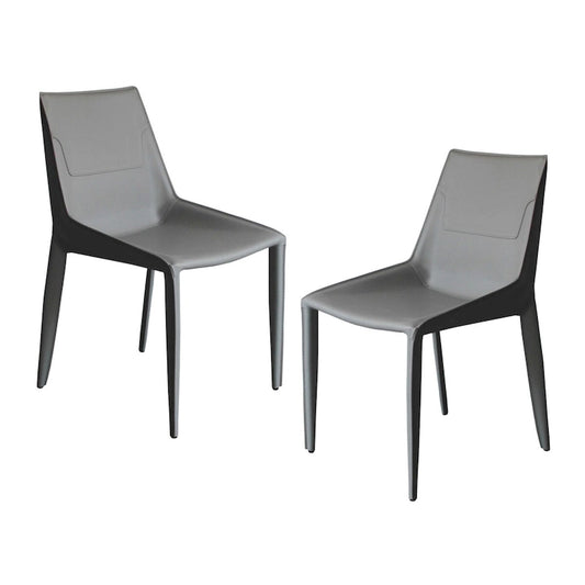Modrest Halo Modern Light Grey Saddle Leather Dining Chair (Set of 2)