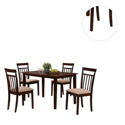 5 Piece Dining Set in Espresso and Beige Finish