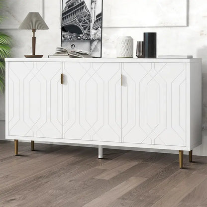 Mid-Century Elegant Wooden Sideboard with Three Interior Shelves