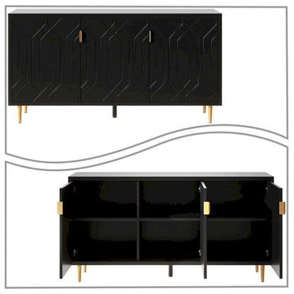 Mid-Century Elegant Wooden Sideboard with Three Interior Shelves