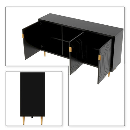 Mid-Century Elegant Wooden Sideboard with Three Interior Shelves