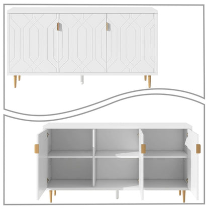 Mid-Century Elegant Wooden Sideboard with Three Interior Shelves