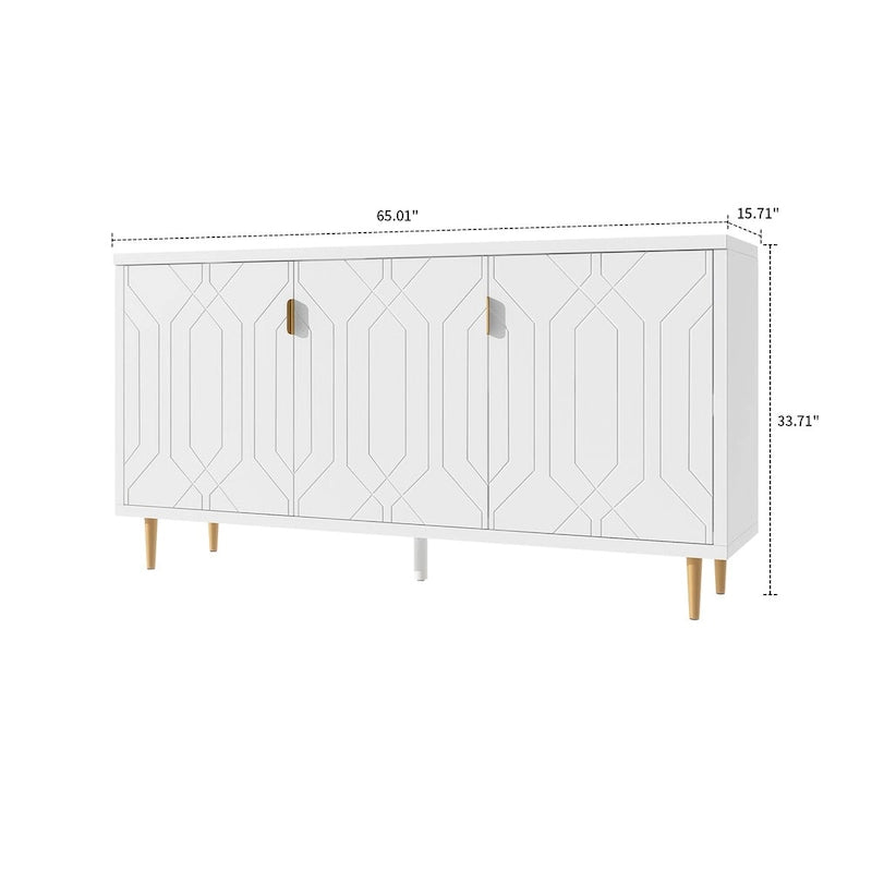 Mid-Century Elegant Wooden Sideboard with Three Interior Shelves