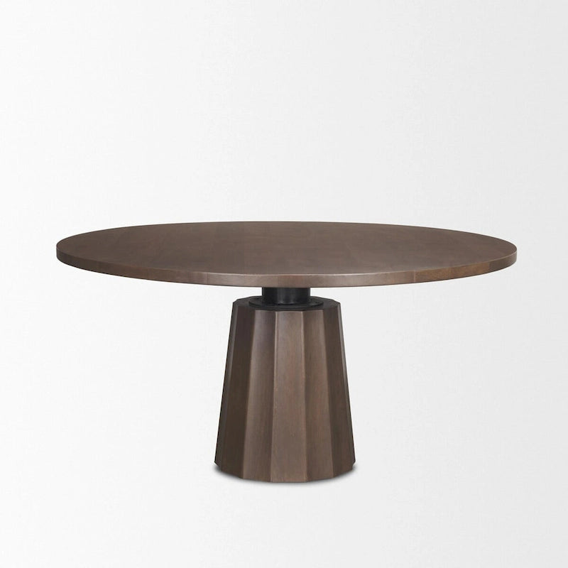 Swanson 60 Dark Brown Wood Round Pedestal Dining Table - 60.0L x 60.0W x 30.0H