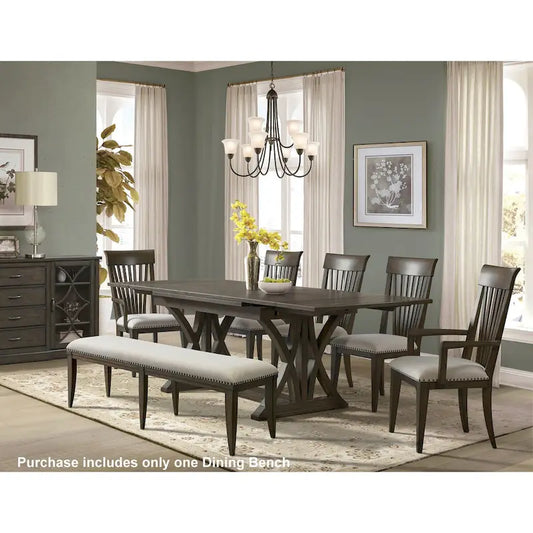 Roundhill Furniture Grant Upholstered Dining Bench, Beige