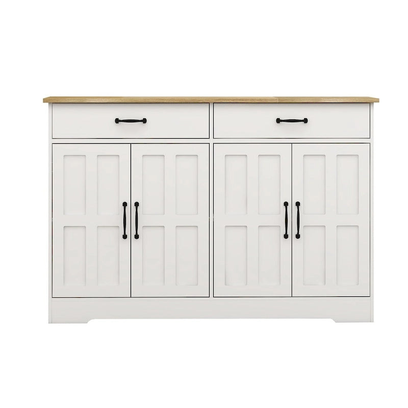 Farmhouse Buffet Cabinet Storage Sideboard with 2 Drawers and 4 Doors
