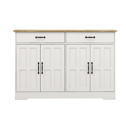 Farmhouse Buffet Cabinet Storage Sideboard with 2 Drawers and 4 Doors