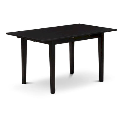 East West Furniture Kitchen Table Set- a Dining Table with Butterfly Leaf and Parson Chairs, Black (Pieces Options)
