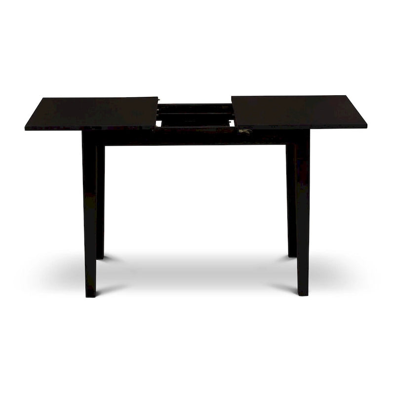 East West Furniture Kitchen Table Set- a Dining Table with Butterfly Leaf and Parson Chairs, Black (Pieces Options)
