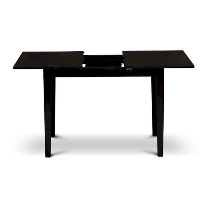 East West Furniture Kitchen Table Set- a Dining Table with Butterfly Leaf and Parson Chairs, Black (Pieces Options)