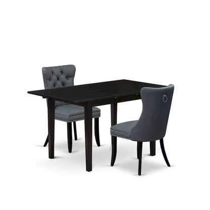 East West Furniture Kitchen Table Set- a Dining Table with Butterfly Leaf and Parson Chairs, Black (Pieces Options)
