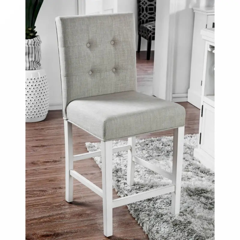 Set of 2 Fabric Counter Height Chair in Antique White and Light Gray