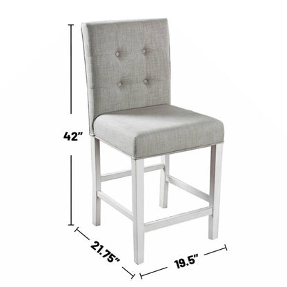 Set of 2 Fabric Counter Height Chair in Antique White and Light Gray