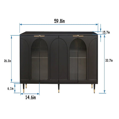 Wood Cabinet with Glass Sliding Doors Display Storage Cabinet
